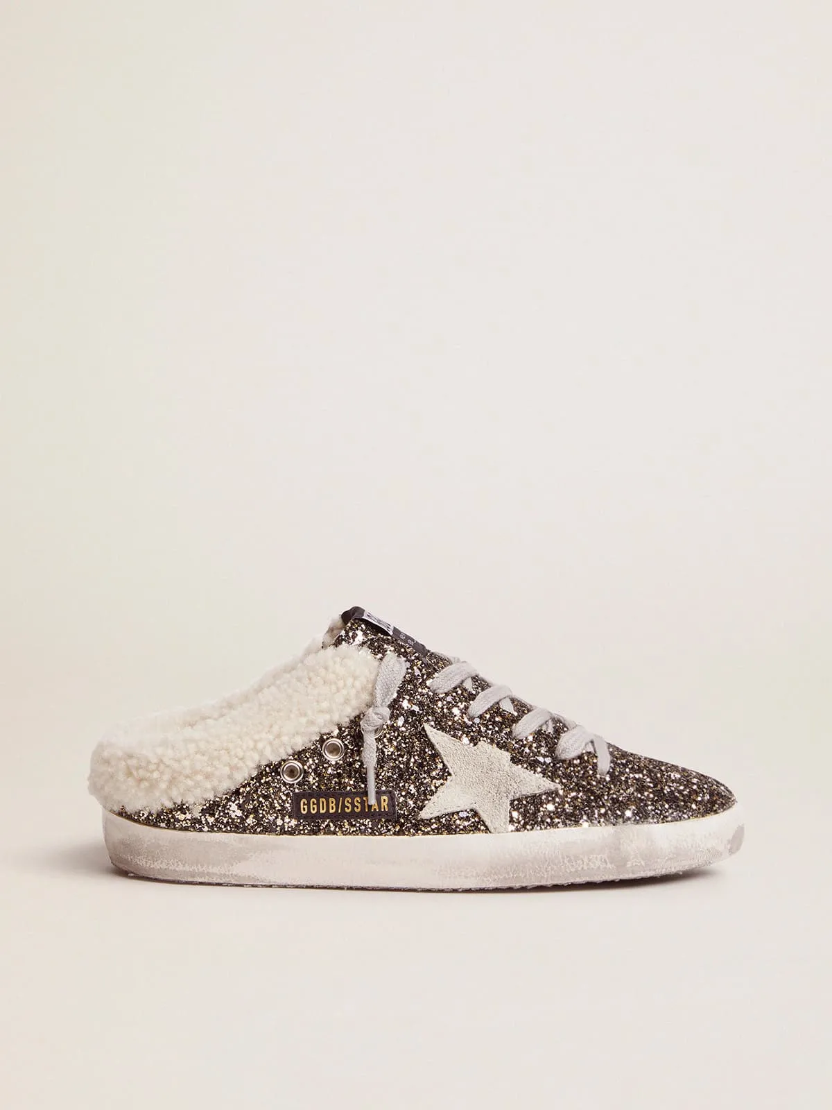 SUPERSTAR SABOT PARA MUJER CON PURPURINA E INTERIOR DE SHEARLING