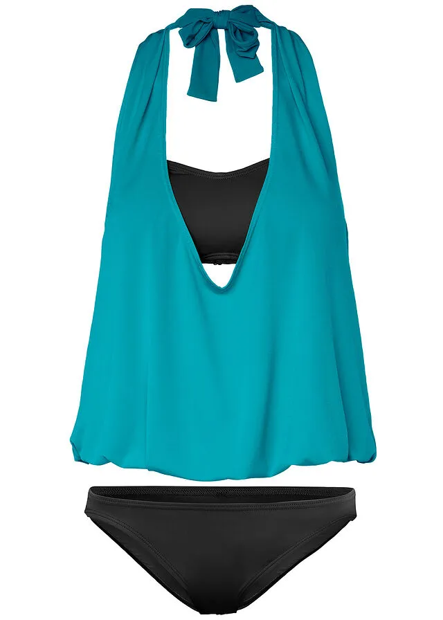TANKINI (JUEGO DE 3 PIEZAS) NEGROAZUL CLARO