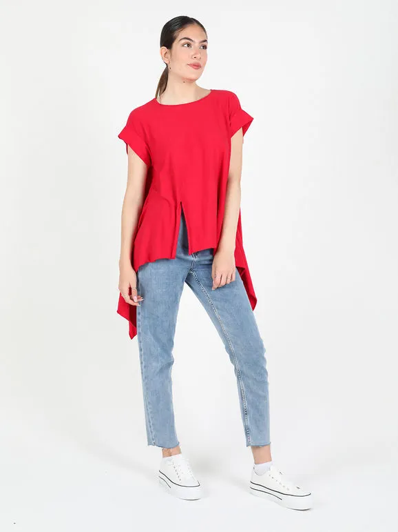 Wendy Trendy Camiseta maxi asimétrica de mujer de algodón