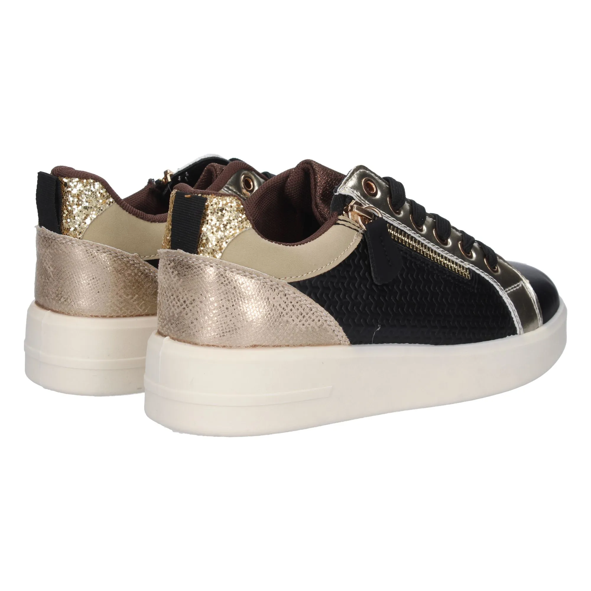 Zapatilla cómoda cremallera para mujer color negro