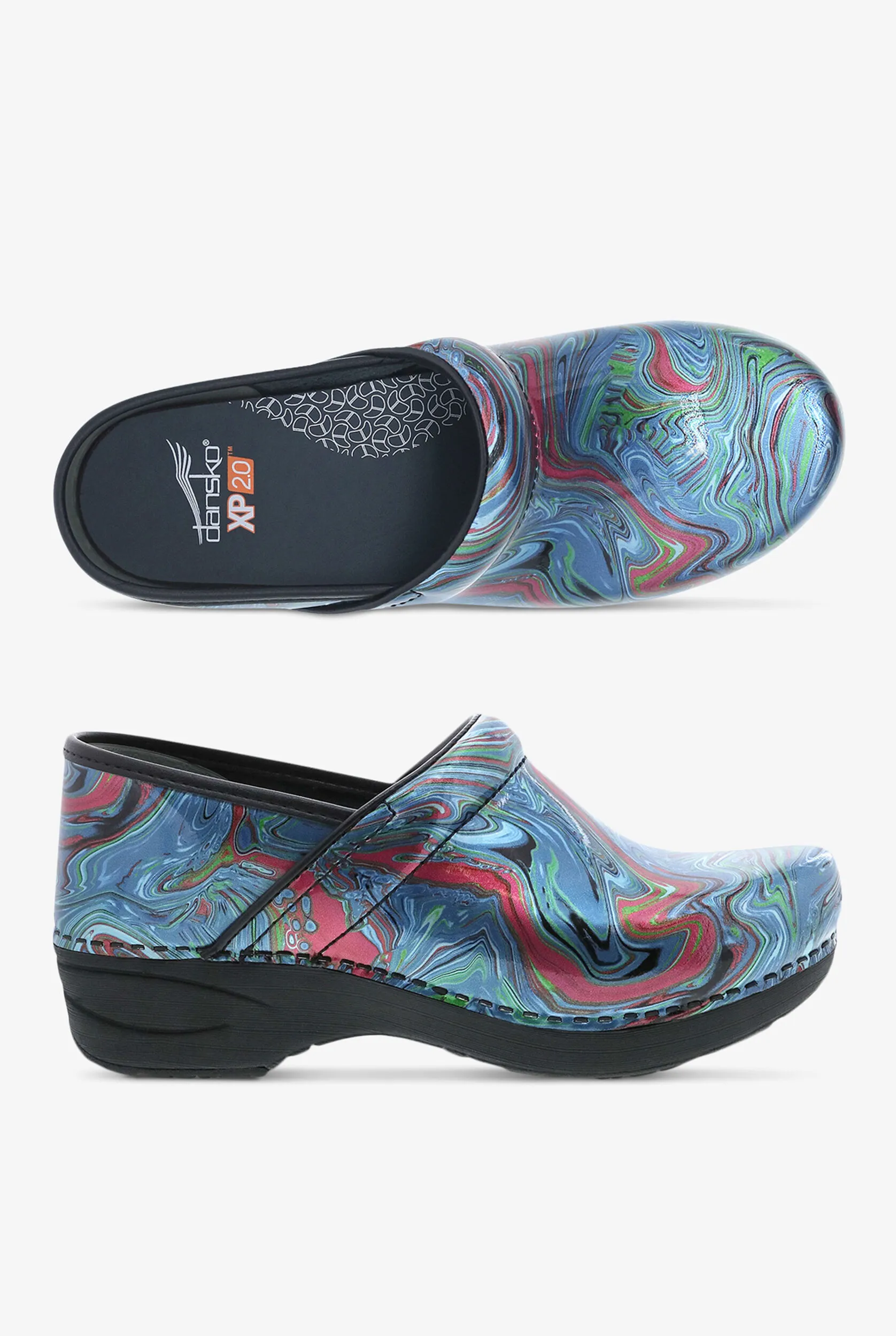 Zuecos de enfermería Dansko XP 2.0 Marble Swirl de charol para mujer
