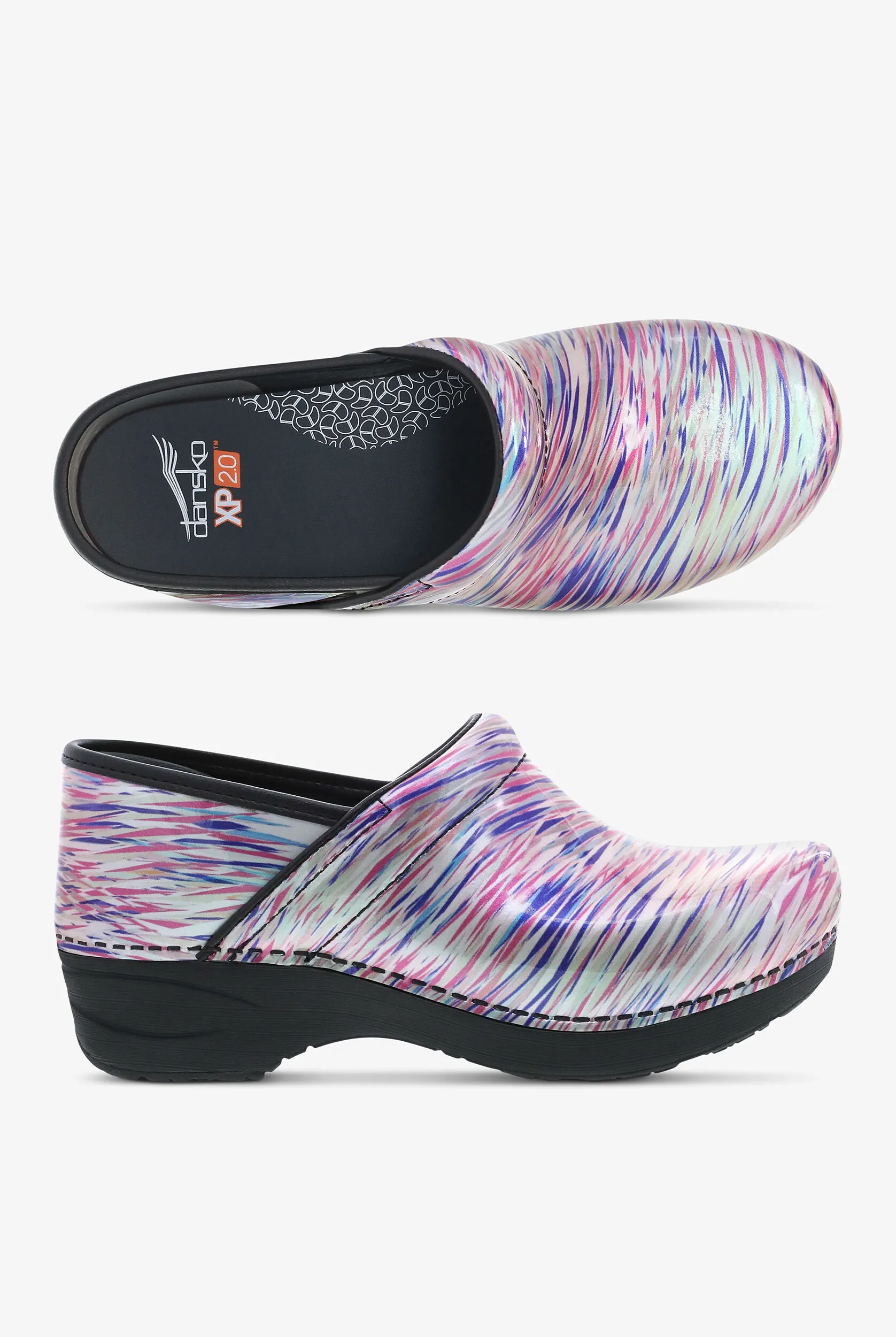 Zuecos de enfermería Dansko XP 2.0 Pastel Blur de charol para mujer